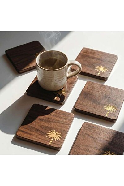 PAN HOME Artisan Distress 6-piece Mango Wood Coaster 10x10x1cm -natural White...
