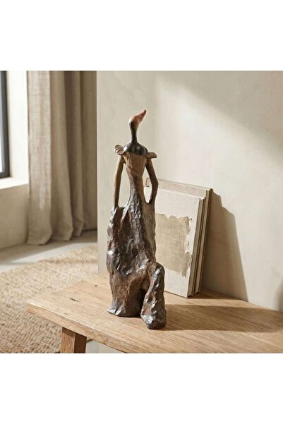 PAN HOME Siren Ceramic Standing Lady Figurine 15x11x42cm - Brown