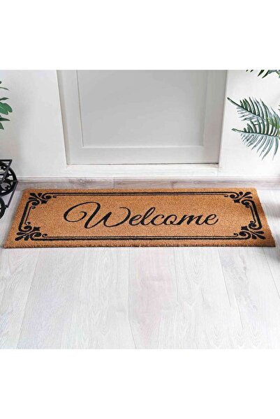 PAN HOME سجادة ترحيب رايلي للباب مقاس 45×120 سم - لون طبيعي/أسود