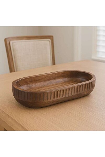 PAN HOME Rabaha Acacia Oval Serving Bowl 40.6x20.3x7.6cm -natural