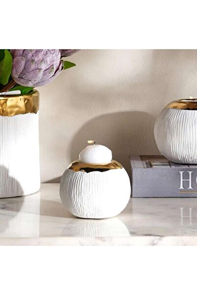 PAN HOME حامل شموع سيراميك مارش بلونين 10×10×8 سم - أبيض