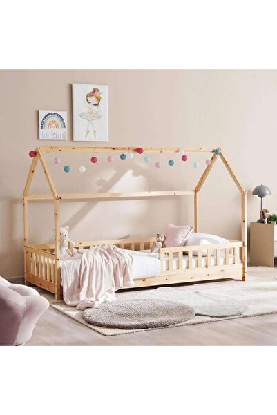 PAN HOME Linen Kids Single Bed 90x200 Cm - Natural ~ Natural