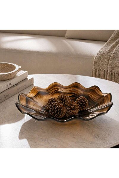PAN HOME Caissa Resin Wavy Decorative Platter 33.0x33.2x7.5cm - Brown