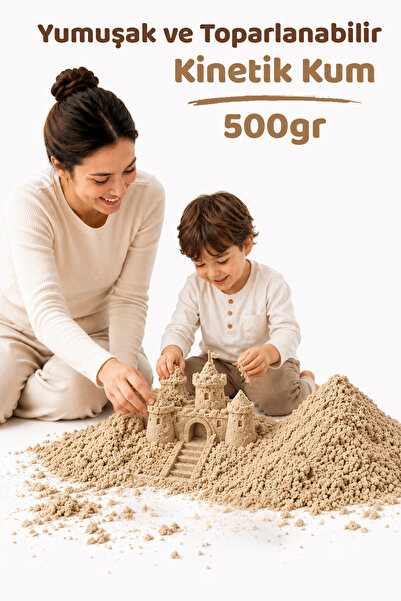 HEROES 500 Gr Natural Kinetik Kum - Eğlenceli Akışkan ve Dağılmayan Eğitici O...
