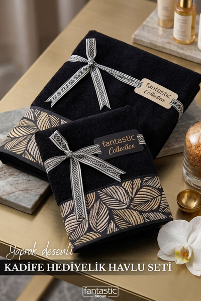 Fantastic Collection Bordered Leaf Sa deznom Special Somot Set poklon peškira