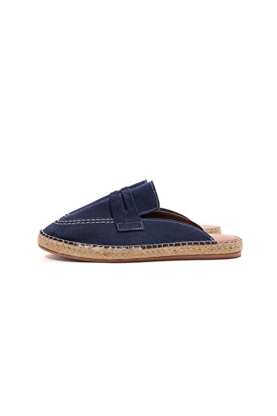 no7man Hera Navy Blue Leather Men's Slippers