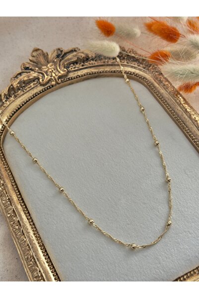 Snartun CM Jewelry Paslanmaz Çelik Burgu Zincir Top Detaylı Kadın Kolye I Öze...