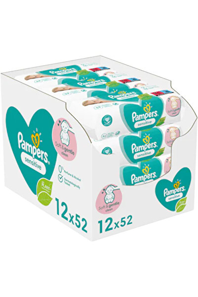 Pampers Șervețele umede pentru piele sensibilă, 12 pachete x 52, 624 bucăți