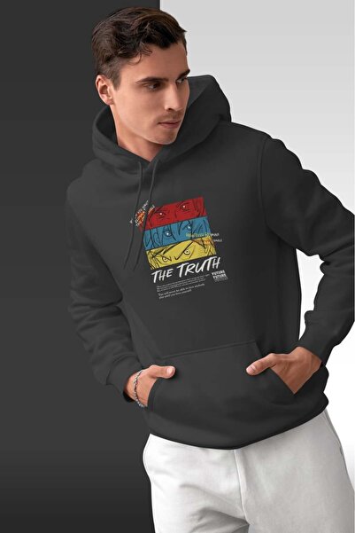 buzagi سويت شيرت The Truth كبير الحجم بقلنسوة للجنسين