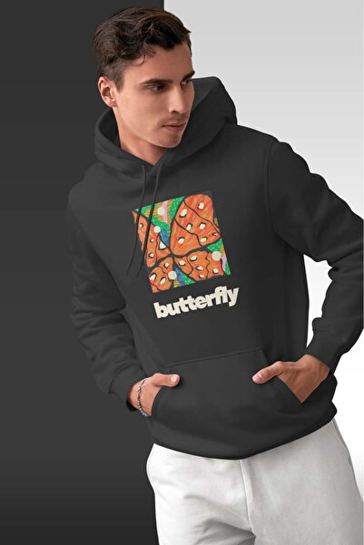 buzagi tasarım ürünleri Butterfly Oversize Hooded Unisex Sweatshirt