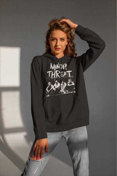 buzagi tasarım ürünleri Minor Threat Digital Print Hooded Unisex Sweatshirt