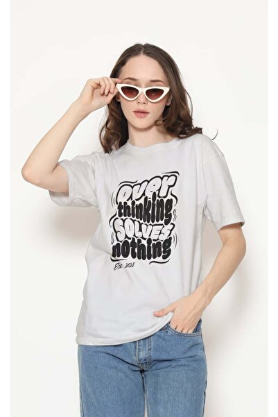 buzagi tasarım ürünleri Urban Regular Fit Unisex White T-Shirt