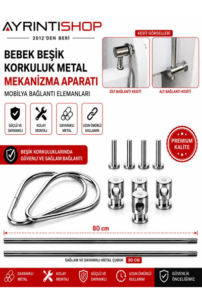 Genel Markalar Bebek Beşik Aksesuar Korkuluk Metal Mekanizma Aparatları - Mob...
