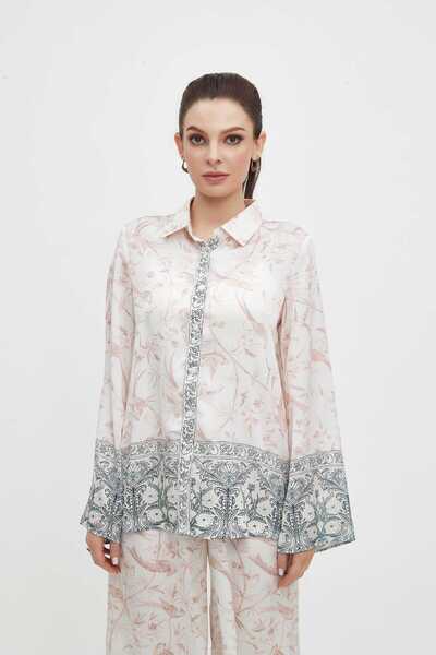 mica Printed Waist-Length Top with Buttoned Detail