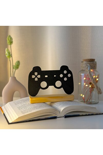 OEM Decoratiune "Game On!" cu baza din lemn , 11.5 cm, negru, imprimat 3D