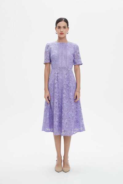 Nichii Embroidered Short Sleeve Midi Dress