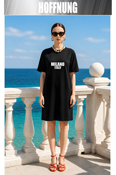 HOFFNUNG Women's Short Sleeve Crew Neck T-Shirt Dress Nightgown
