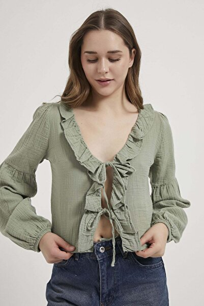 Arma Life Armalife 6693 ruffle trim muslin women's blouse