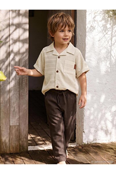 Civil Boys Панталони Flamlı Chino за 2-5 години - Кафяви