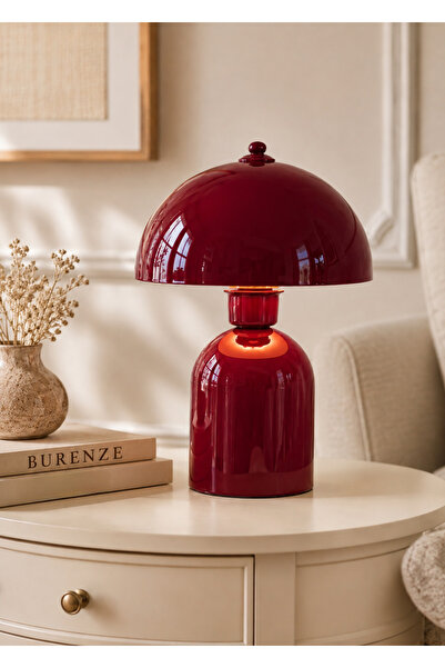 burenze Cherry Rouge Abajur Bordo Vişne Renk Metal Gövde Abajur E-27 Duy