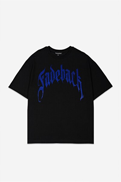 Fadeback Tricou oversize pentru bărbați, cu strasuri și piatră albastră, Fade...