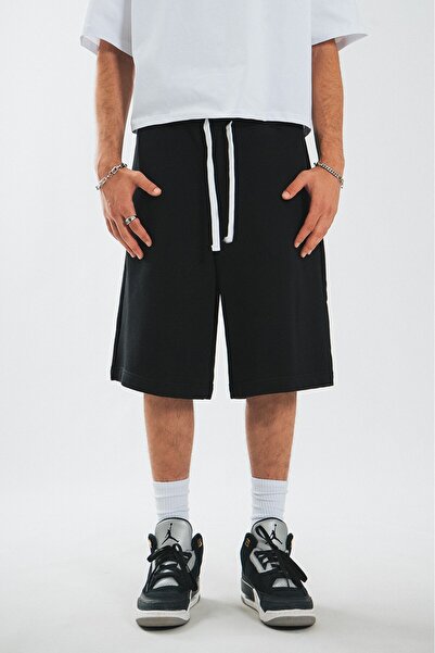 Super Rare Pantaloni scurți negri oversize pentru bărbați US4356SY