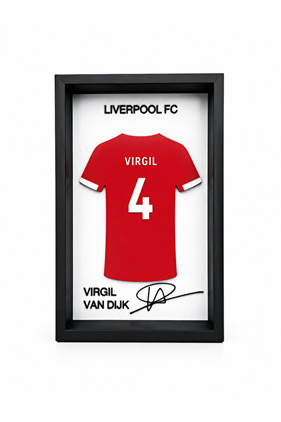 Reborn 3D Liverpool Virgil Van Dijk İmzalı 3D Forma Tasarımlı Dekoratif Çerçe...
