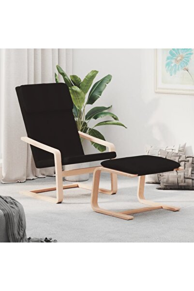 Concept Scaun de relaxare cu taburet, negru, textil