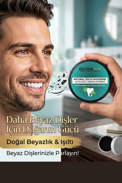 dermanew Natural Teeth Whitening Aktif Karbon Diş Temizleme Tozu ile Bembeyaz Gülüşler!