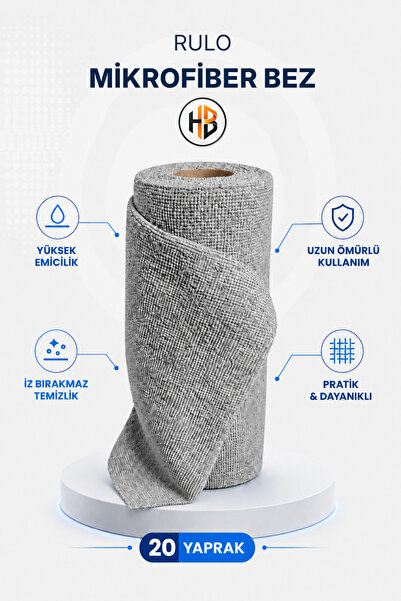 HOBİLON 20 Yaprak Çek Kopar Rulo Mikrofiber Temizlik Bezi - Mutfak & Banyo & ...