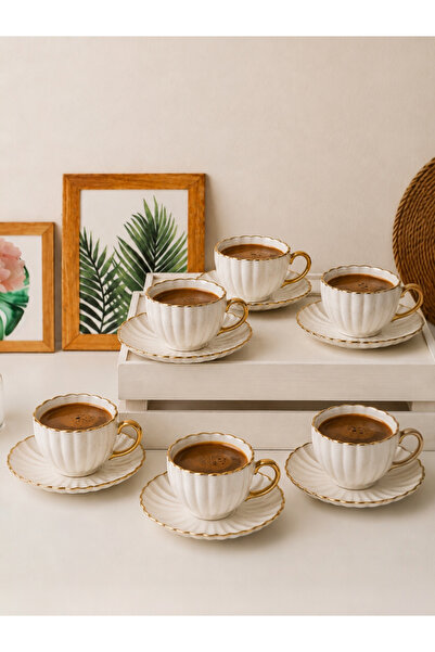 Yumuk Shop Elissa 6-Person Gold Detailed Luxury Coffee Cup Set 90 ml