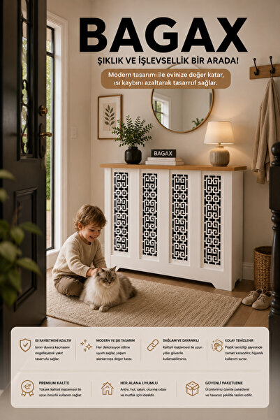 BAGAX Karatay Model,beyaz Üstü Çam Renk,iç Ölçü 76 Cm Dış Ölçü 80 Cm Petek Ka...