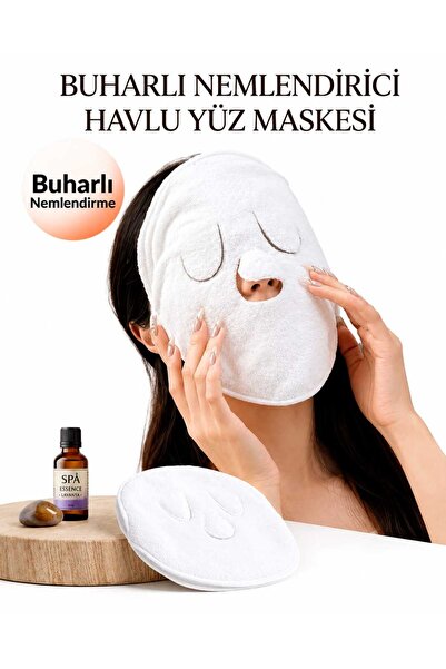 PİRAYE AKSESUAR Havlu Yüz Maskesi Buharlı Nemlendirici Yüz Maskesi Yeniden Ku...