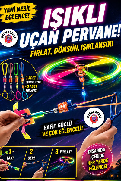 OYUNKAFASI Işıklı Uçan Pervane Oyuncağı LED Işıklı Fırlatmalı