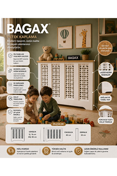 BAGAX Truva Model,beyaz Üstü Çam Renk,iç Ölçü 76 Cm Dış Ölçü 80 Cm Petek Kapl...