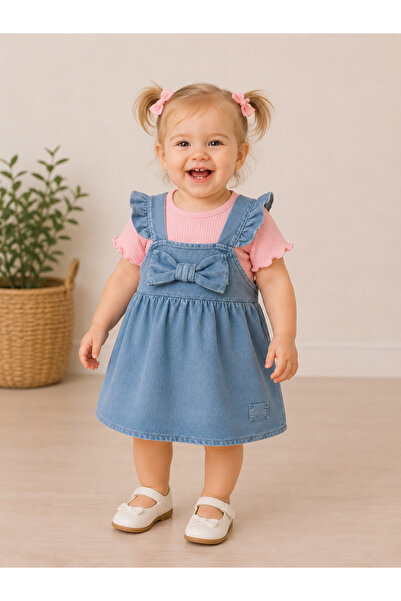 Baby Buu FİYONKLU VE FIRFIRLI %100PAMUK JİLE BEBEK KIZ ELBİSE