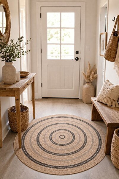 SANRUGS Home & Living Yıkanabilir Sisal Jüt Dokuma Hasır Halı Kilim Bej Kahve...