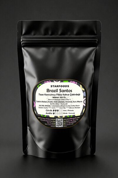 STARFOODS Brazil Santos Freshly Roasted Qualified Core Coffee 150 Gr. Brazil ...