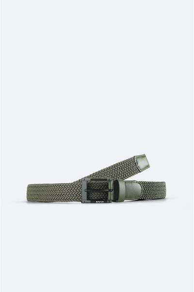 Avva Khaki Men's Belt - 100% Leather, Knitted A41Y9320