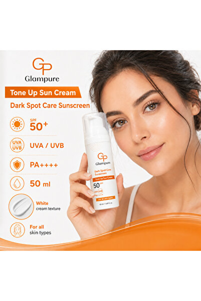 Glampure Tone up Spf50+ Tinted Facial Sunscreen 50 ml Anti-Blemish Uva/Uvb Pa...