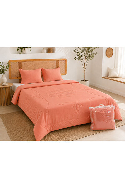 UYKUPEREST Pinea Salmon Quilted Bedspread Set Single 180X235 1 Piece Pillow M...