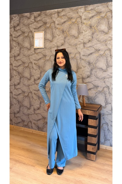BURCU TESETTÜR Hijab Tunic Trousers Set Brc8075 Blue