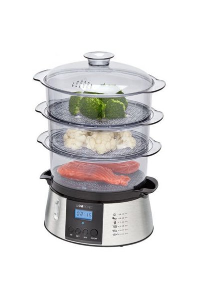 CLATRONIC Aparat de gătit cu aburi DG 3547, 3 coșuri, Negru, Inox, 800 W