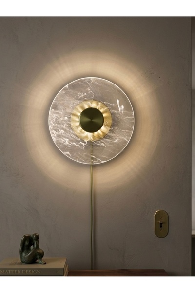 bella lighting Lüks Modern Daphne 3 Renk Led Aplik Sarı Gold Duvar Lambası El...