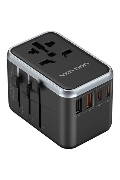 Vention 2x USB Tip-C, 2x USB GaN 65W Negru