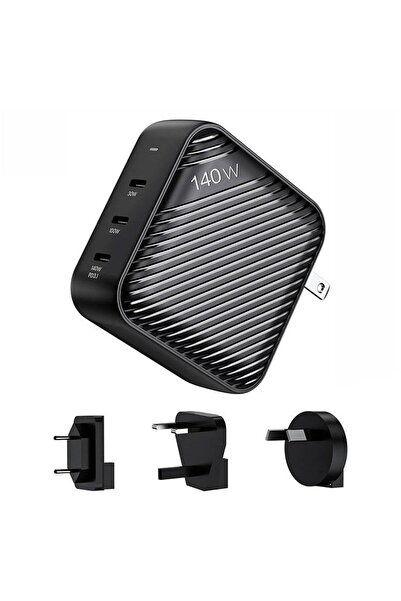 INVZI GanHub 3x USB-C, 140W, EU/UK/AU/US, Negru