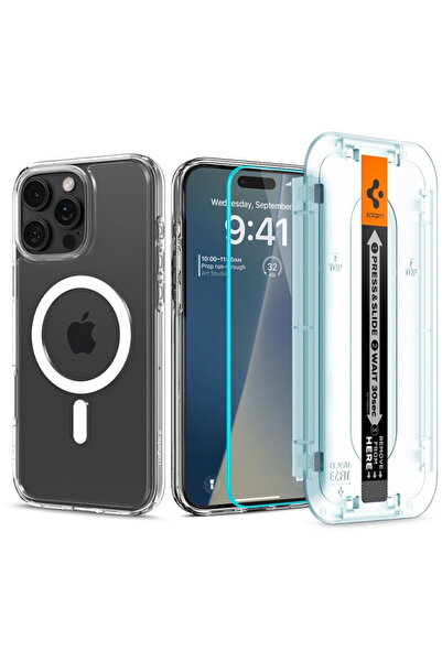 Spigen Ултра хибриден MagSafe, бял + Стъкло tR EZ Fit Pack - iPhone 16 Pro Max