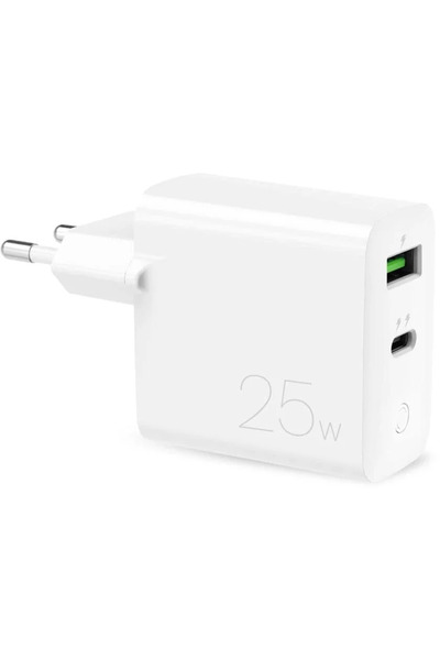 Puro Elektrik Încărcător de perete Puro 25W Power Delivery USB-A USB-C - Alb