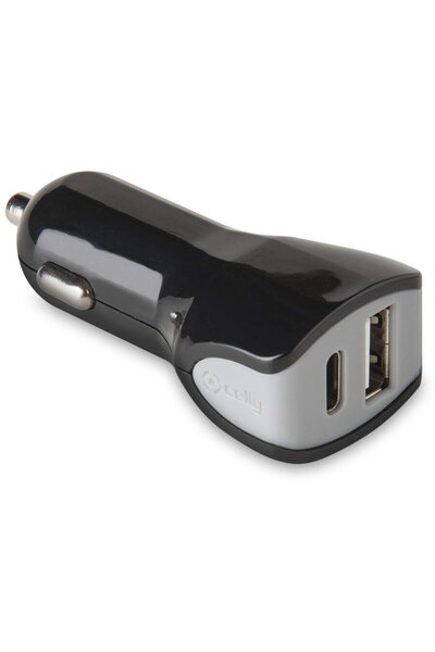 Celly CCTYPECUSB - Încărcător auto USB-A/USB-C 17W