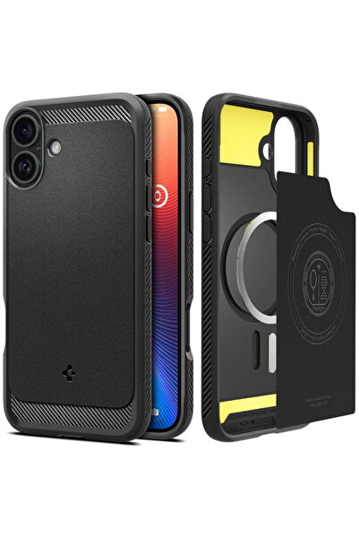 Spigen Калъф за iPhone 16 Plus - Здрав брониран MagSafe - Матово черен